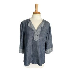 Trina Turk 3/4 Sleeve Blue Tunic